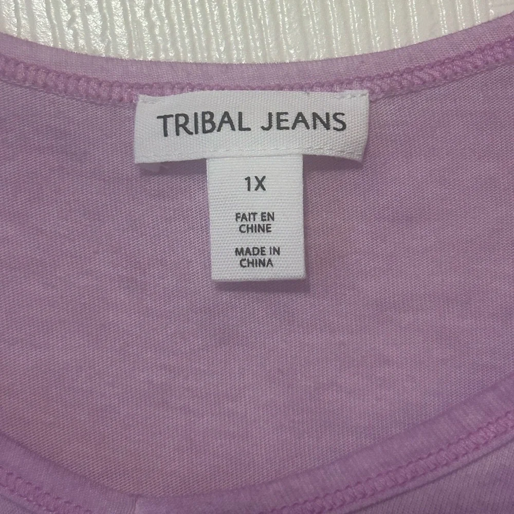 NWT Tribal Jeans Purple Ruffle Sleeve Blouse 1x - Picture 4 of 5